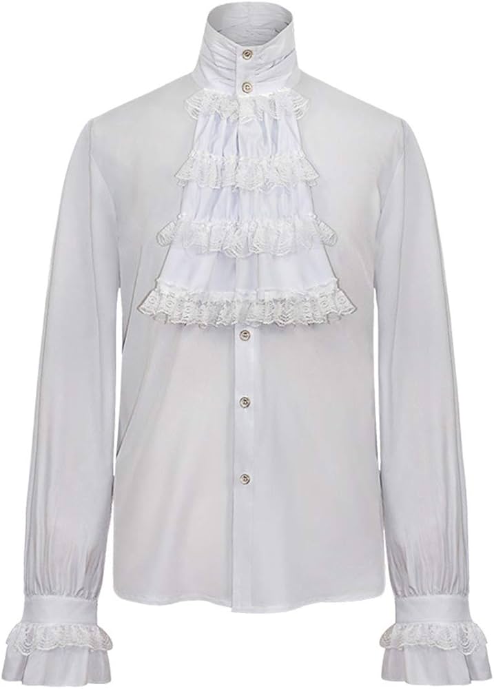 ★社交ダンス★新品★メンズシャツ★ラテン★フリル★白M Amazon | NOQINHOO ゴシック フリル 長袖 ヨーロッパ中世 ルネッサンス